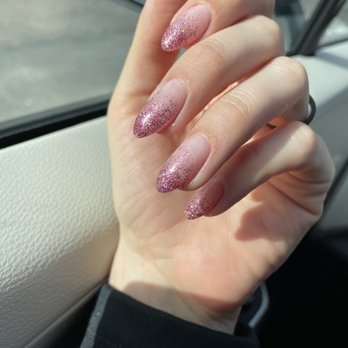Lotus Beauty Salon - Sparkly almond-shaped acrylic nails! - Nail Salons Near Me - San Ramon, California