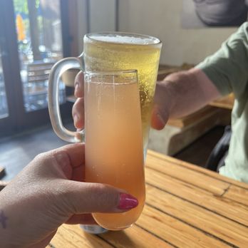 Tippys Cookhouse - Grapefruit mimosa and beer for breakfast !!! CHEERS!!! - Breakfast & Brunch Near Me - Bowen Island, British Columbia