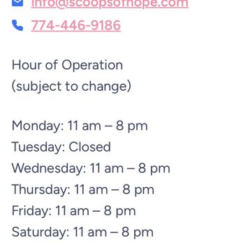 Scoops Of Hope - Get In Touch - Ice Cream & Frozen Yogurt Near Me - Southbridge, Massachusetts Scoops Of Hope - Get In Touch - Ice Cream & Frozen Yogurt Near Me - Southbridge, Massachusetts