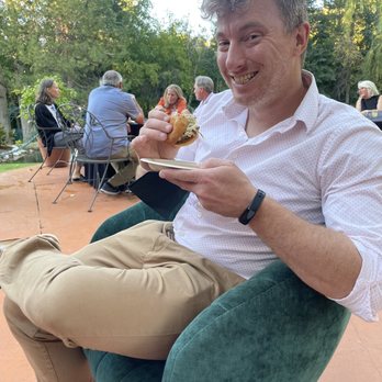La Caille - Tiny burger on the patio - French Near Me - Sandy, Utah