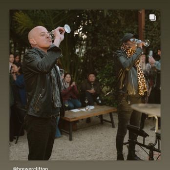 Brewer Clifton - The wine maker himself, Greg Brewer on the left at the tasting room in Los Olivos for a Spring Release, a Bubbles and Bass addition - Wine Tasting Room Near Me - Los Olivos, California