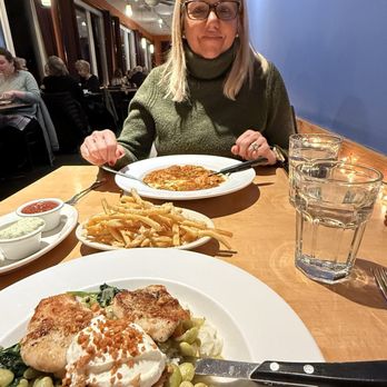 Meadowlark Restaurant - My beautiful wife getting ready to enjoy her shrimp and grits - New American Near Me - Dayton, Ohio