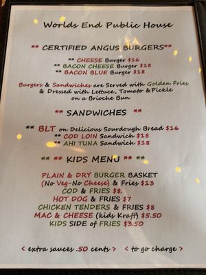 Menu photo 1 Worlds End Public House Long Beach, WA