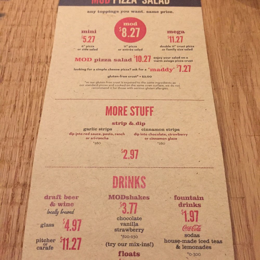 MOD Pizza - Menu (Side 2) - Fast Food Near Me - Walnut Creek, California MOD Pizza - Menu (Side 2) - Fast Food Near Me - Walnut Creek, California