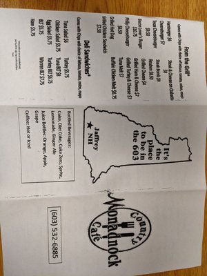 Menu photo 1 Monadnock Country Cafe Jaffrey, NH