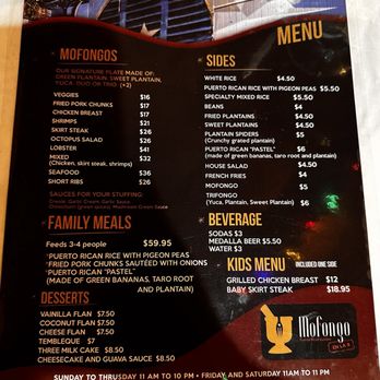Mofongo - Menu - Puerto Rican Near Me - Miami, Florida