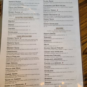 Manny's Tex-Mex - Menu - Mexican Near Me - Heath, Texas