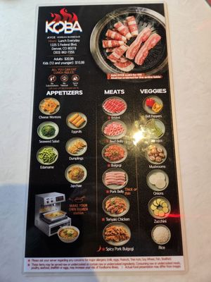 Menu photo 1 KoBA Korean BBQ Denver, CO Menu photo 1 KoBA Korean BBQ Denver, CO