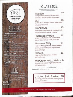 Menu photo 2 Fin's Tap House Corvallis, MT