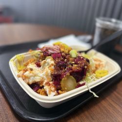 Build Your Own with Rice, Chicken Shawarma, all the veggies.