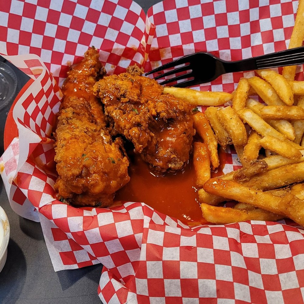 Midwestwings - 3 Chicken Tenders in Buffalo sauce with fries. - Chicken Wings Near Me - Phoenix, Arizona