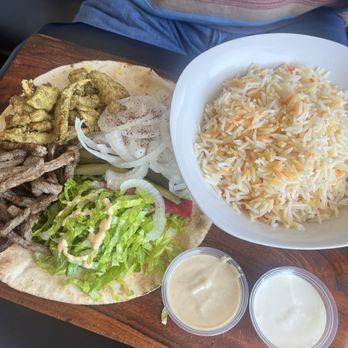 Pasha Rest & Cafe - Mixed beef & chicken schwarma with rice Shawarma Mixed Plate - Middle Eastern Near Me - Harrisonburg, Virginia Pasha Rest & Cafe - Mixed beef & chicken schwarma with rice Shawarma Mixed Plate - Middle Eastern Near Me - Harrisonburg, Virginia