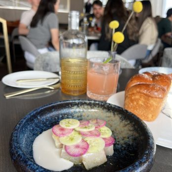 Peak with Priceless Restaurant & Bar - Hiramasa , milk bread - New American Near Me - New York, New York