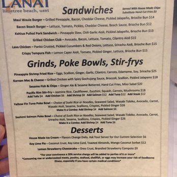 Lanai - Menu - Bars Near Me - St. Thomas, Virgin Islands