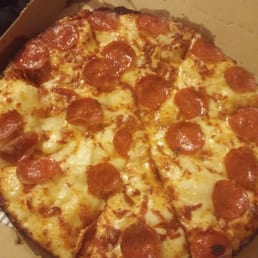 Pepperoni pan pizza. Actually really good! Pepperoni pan pizza. Actually really good!
