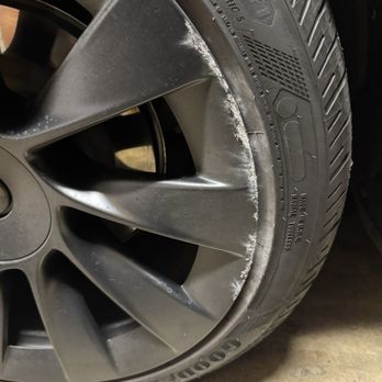 Elevance - Bad damage to her Model Y rim - Vehicle Wraps Near Me - Cypress, California