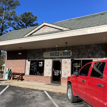 The Bagel Bakery - a red truck parked in front of the building - Coffee & Tea Near Me - Hampstead, North Carolina