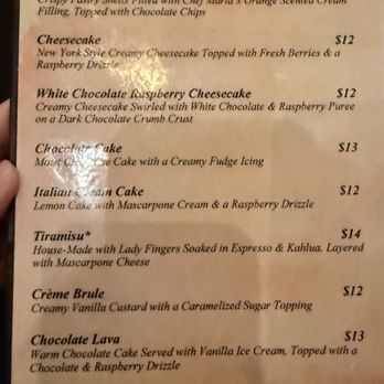 The Bootlegger Italian Bistro - Dessert menu - Italian Near Me - Las Vegas, Nevada