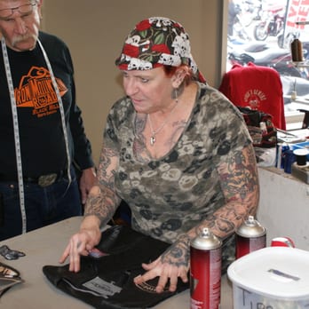 High Country Harley-Davidson - Lydia sewing onsite fixing leather a sewing patches @ the Pins & Needles Party. - Motorcycle Repair Near Me - Frederick, Colorado High Country Harley-Davidson - Lydia sewing onsite fixing leather a sewing patches @ the Pins & Needles Party. - Motorcycle Repair Near Me - Frederick, Colorado