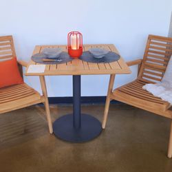 Teak Salt Point Dining Chairs and Palm Square Bistro Table