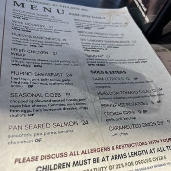 Village 360 - Menu - Wine Tasting Room Near Me - Fairfield, California