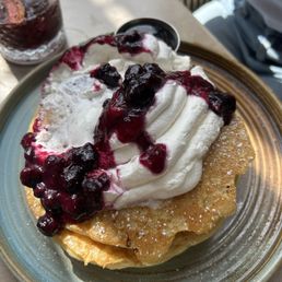 Chamomile blueberry ricotta pancakes