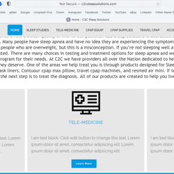 C2C Sleep Solutions - NONE of the menu options above are filled out. ALL Blank pages. The stuff that is filled out is jumbled words and fake info. VERY BAD!