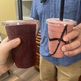 Mixed berry smoothie and the strawberry, banana, Nutella smoothie. Delicious.