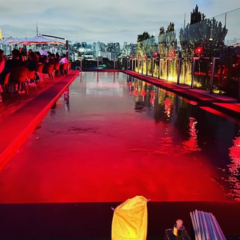 Skye Bar & Restaurante - Pool area of the rooftop bar.  Bring a sweater for after hours. - Brazilian Near Me - São Paulo, SP