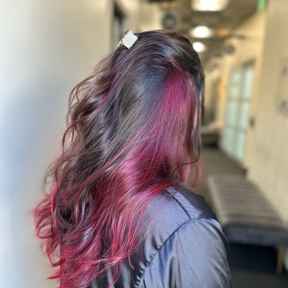 Brian Guy Studio 14 - Peek-a-boo red color done by Ana Duong - Hair Stylists Near Me - Irvine, California Brian Guy Studio 14 - Peek-a-boo red color done by Ana Duong - Hair Stylists Near Me - Irvine, California