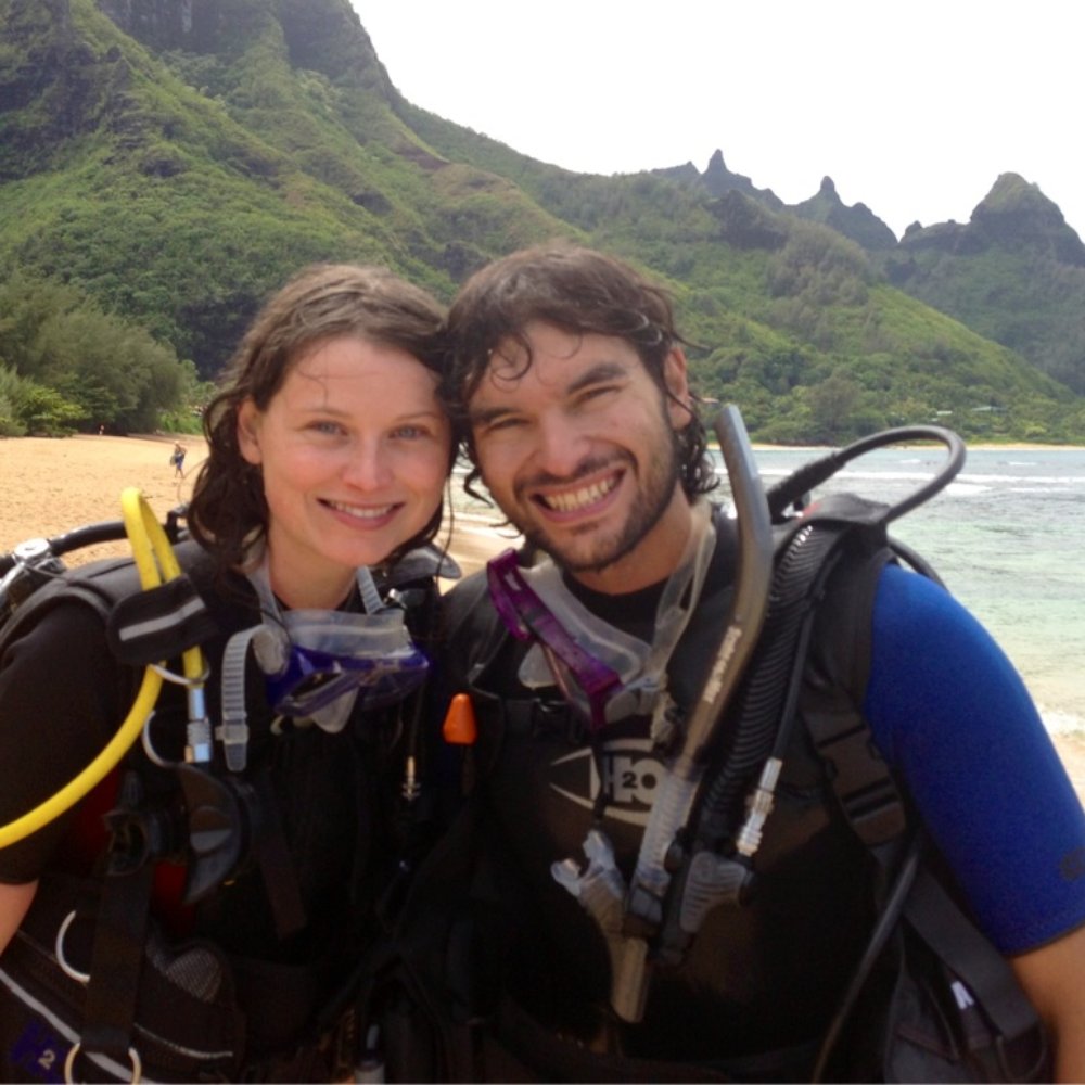 Two happy scuba customers of Watersports Adventures Kauai Two happy scuba customers of Watersports Adventures Kauai