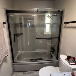 Here it is with our new shower door installed.