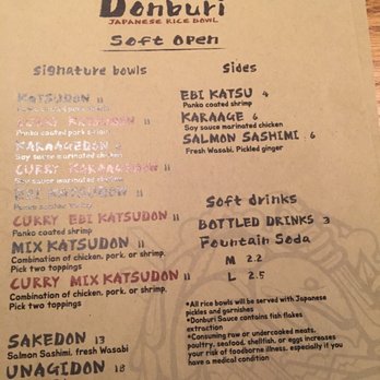 Donburi - Menu, they literally opened yesterday - Japanese Near Me - Washington, DC, District of Columbia