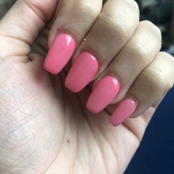 Lush Nails & Spa - As you can see, this attempt at "Coffin Shape" was a fail. The pinky nail is what the shape was supposed to look like. - Massage Near Me - Atlanta, Georgia
