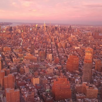 One World Observatory - Sunset shining on upper Manhattan - Observatories Near Me - New York, New York