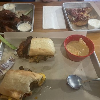 Intersection BBQ, Grill & Bar - Sticky wings, loaded "fries", prime rib potato soup, and pulled pork philly - Steakhouses Near Me - New Meadows, Idaho