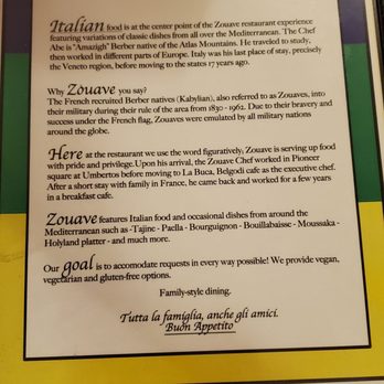 The Zouave Restaurant - Story about the restaurant - Italian Near Me - Seattle, Washington The Zouave Restaurant - Story about the restaurant - Italian Near Me - Seattle, Washington