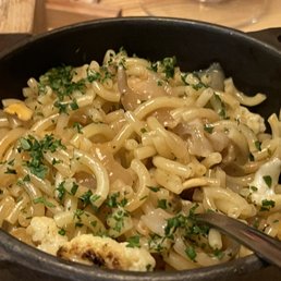 Tender with mushroom and seafoods.... Genius!!