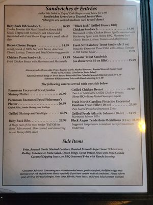 Menu photo 3 La Strada At Lake Lure Lake Lure, NC
