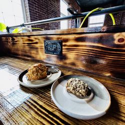 Grounding Coffee - Rosemary Parmesan scone (left) & maple oat cookie (right)