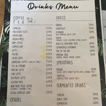 Botanica Garden Cafe - Drink menu - Cafeteria Near Me - Tulum, ROO