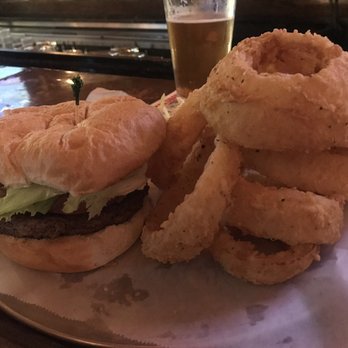 Copper Penny - Cheeseburger with onion rings - American Near Me - Wilmington, North Carolina Copper Penny - Cheeseburger with onion rings - American Near Me - Wilmington, North Carolina