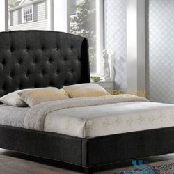 ARV Furniture - A beautiful diamond stitch, button tufted headboard inset in between two wings that are bordered with nailheads, this custom ...