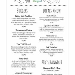 Halle's Hangout - Menu
