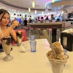 Dewar's Candy Shop - I've cream on right, two scoops. Top scoop was huge. Scoop under it hardly a spoonful.