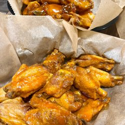 Jim's Wings - Hot honey (close) mango habanero (back)