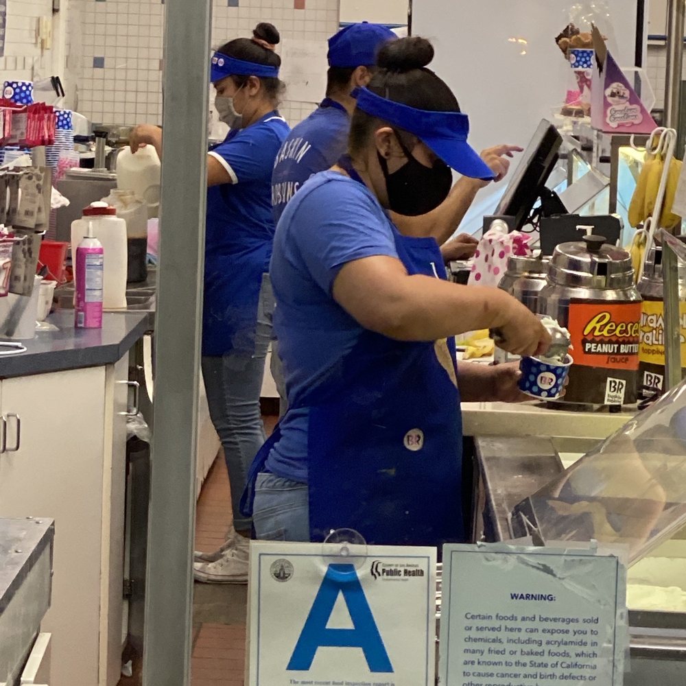 Baskin-Robbins - Nobody is wearing gloves and they're still scooping ice cream and touching the whipped cream/toppings/cones - Ice Cream & Frozen Yogurt Near Me - Whittier, California