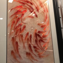 King Silk Art - 100% handmade silk embroidery art, Circle Fish.