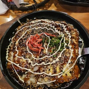 Carp Dori - Hiroshima Okonomiyaki... drizzled the mayo upon delivery to our table. - Izakaya Near Me - Honolulu, Hawaii