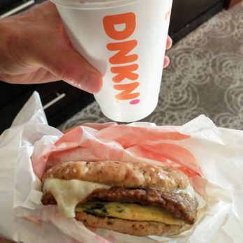Dunkin' - Power breakfast sandwich and chai latte w/ oat milk - Donuts Near Me - Binghamton, New York